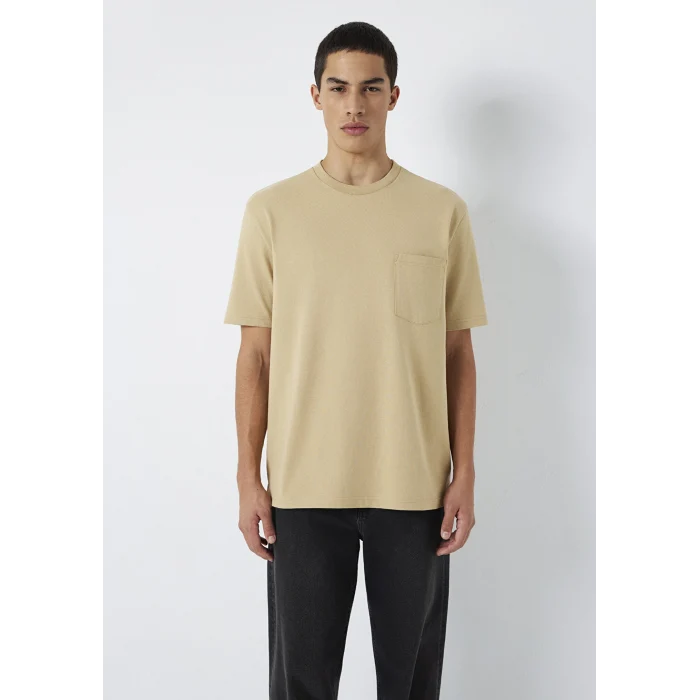 Mavi 066248-70204 Cep Detaylı Bej Basic Tişört