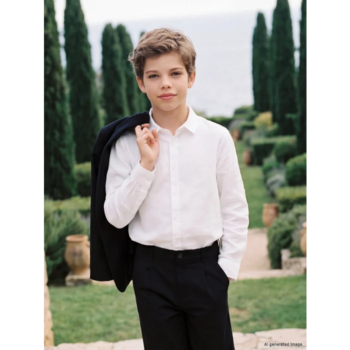 LCW Kids Beyaz Uzun Kollu Erkek Çocuk Poplin Gömlek