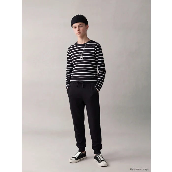 LCW Kids Siyah Beli Lastikli Erkek Çocuk Jogger Eşofman Altı