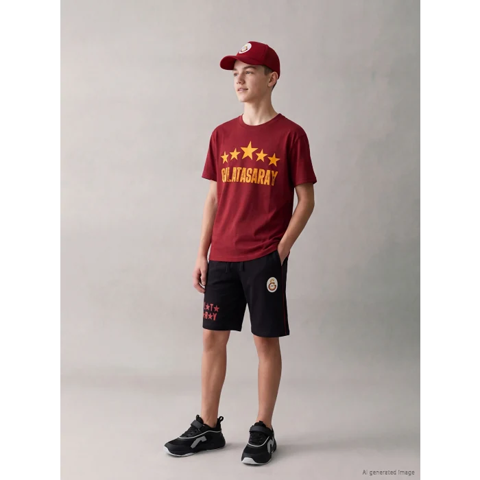 LCW Kids Siyah Galatasaray Baskılı Erkek Çocuk Şort
