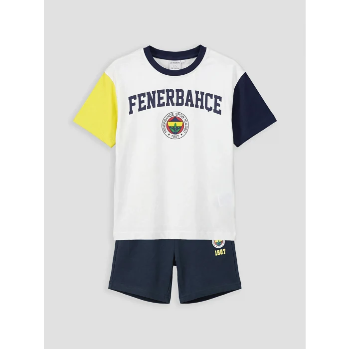 LCW Kids Beyaz Fenerbahçe Lisanslı Erkek Çocuk Tişört ve Şort