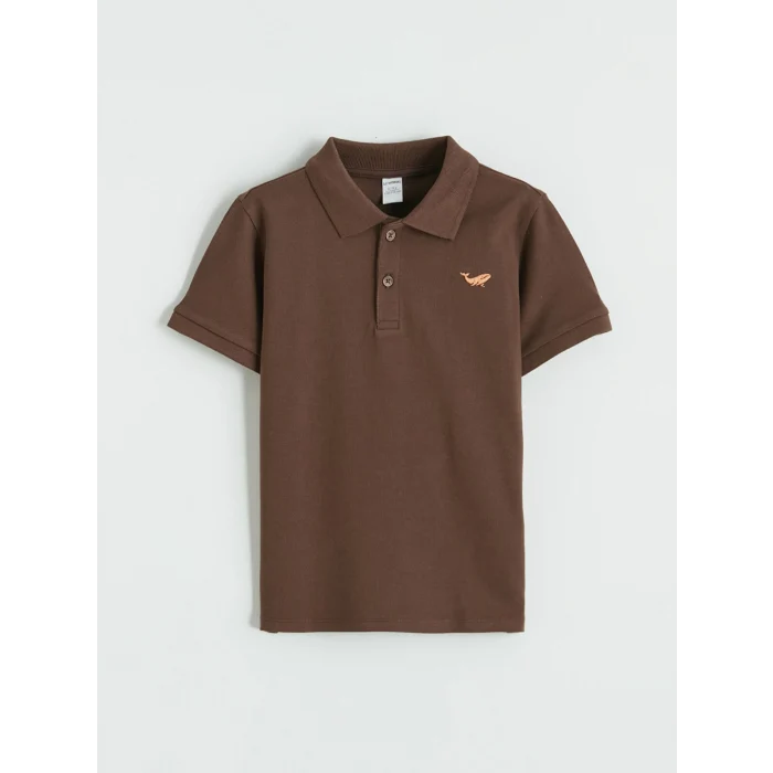 LC WAIKIKI Kahverengi Polo Yaka Nakışlı Erkek Çocuk Tişört