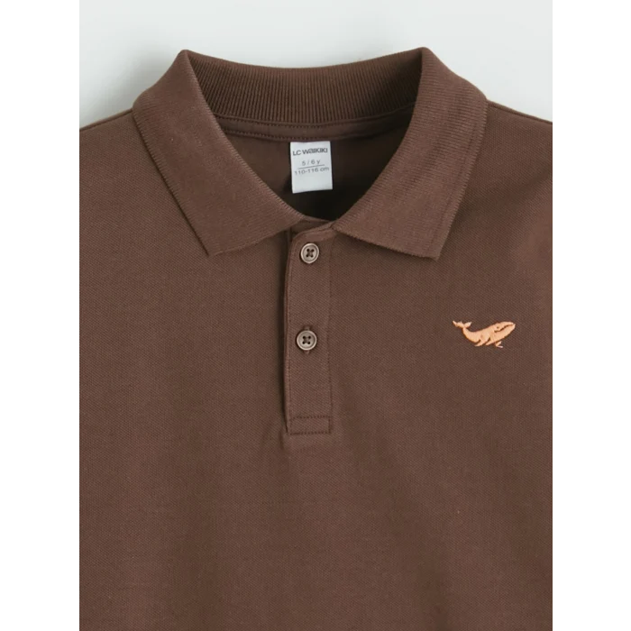 LC WAIKIKI Kahverengi Polo Yaka Nakışlı Erkek Çocuk Tişört
