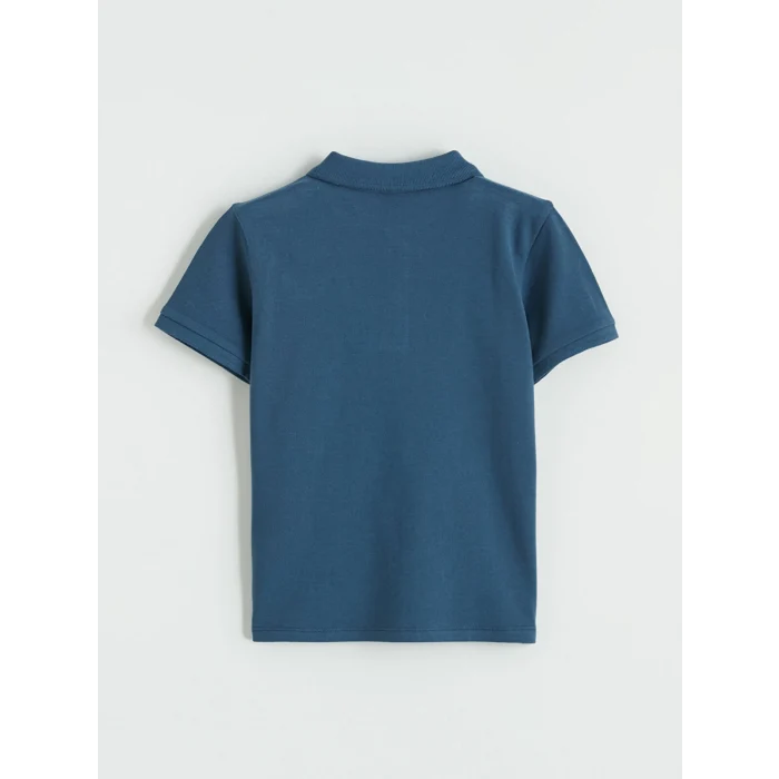 LC WAIKIKI İndigo Polo Yaka Nakışlı Erkek Çocuk Tişört