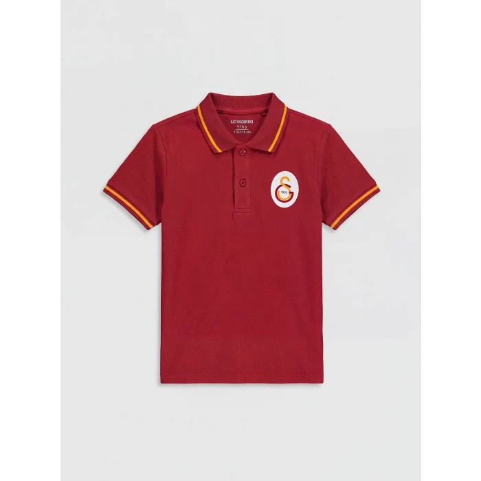 LCW Kids Kırmızı Polo Yaka Galatasaray Baskılı Erkek Çocuk Tişört