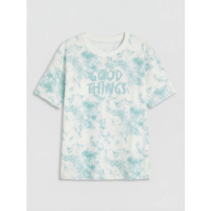 LCW Kids Turkuaz Batik Desenli Erkek Çocuk Şortlu Takım