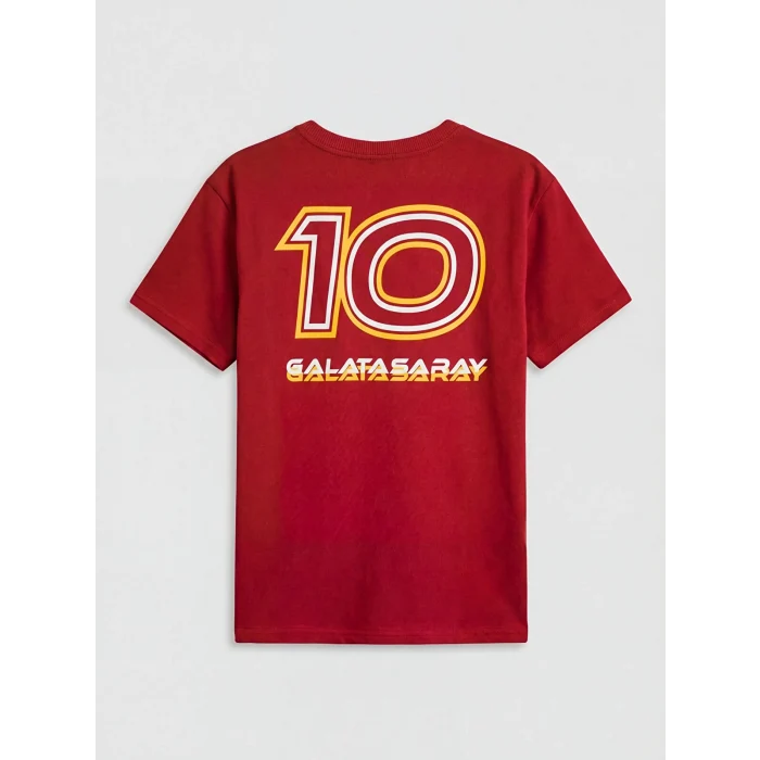 LCW Kids Kırmızı Bisiklet Yaka Galatasaray Baskılı Erkek Çocuk Tişört