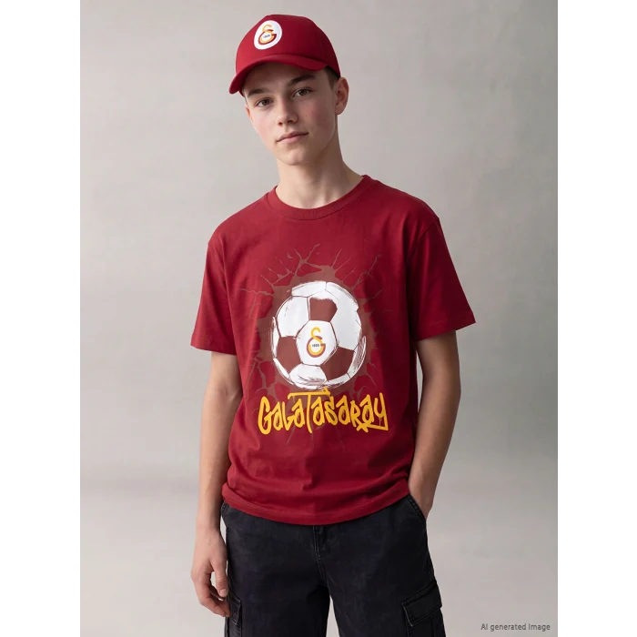 LCW Kids Kırmızı Galatasaray Baskılı Erkek Çocuk Tişört