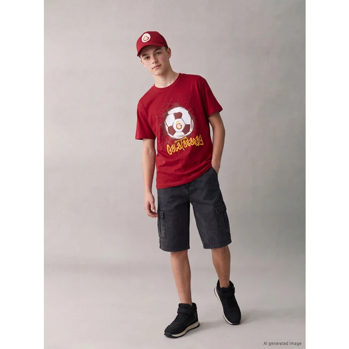 LCW Kids Kırmızı Galatasaray Baskılı Erkek Çocuk Tişört