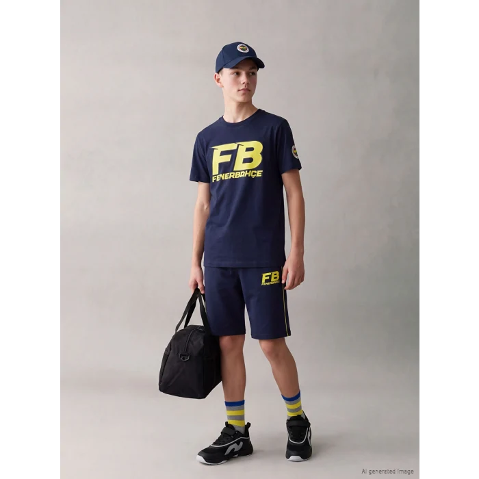 LCW Kids Lacivert Fenerbahçe Baskılı Erkek Çocuk Tişört
