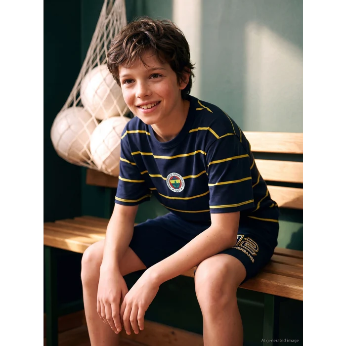 LCW Kids Lacivert Fenerbahçe Baskılı Erkek Çocuk Tişört