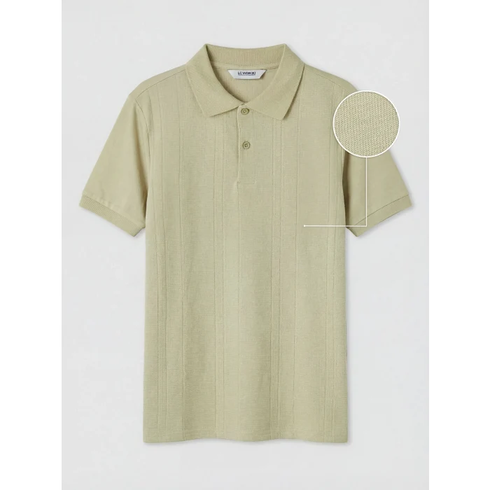 LCW Kids Haki Polo Yaka Dokulu Erkek Çocuk Tişört