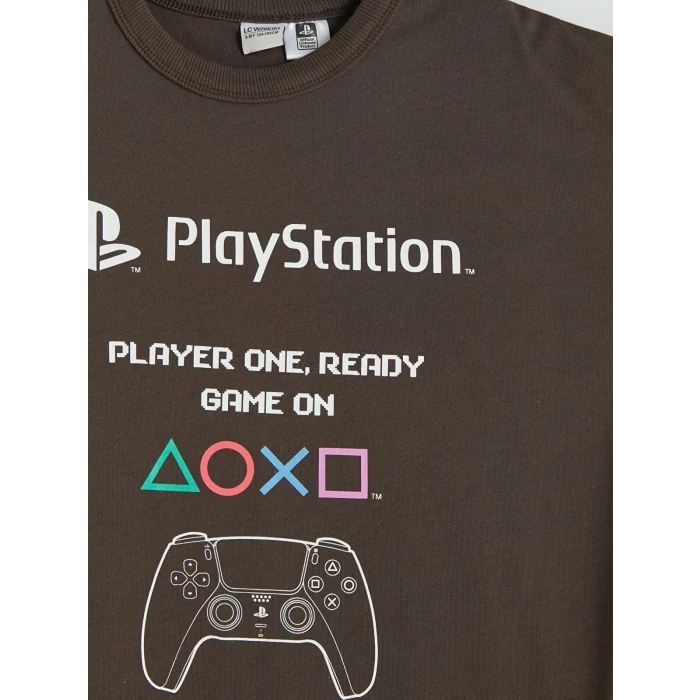 LCW Kids Kahverengi PlayStation Baskılı Erkek Çocuk Tişört