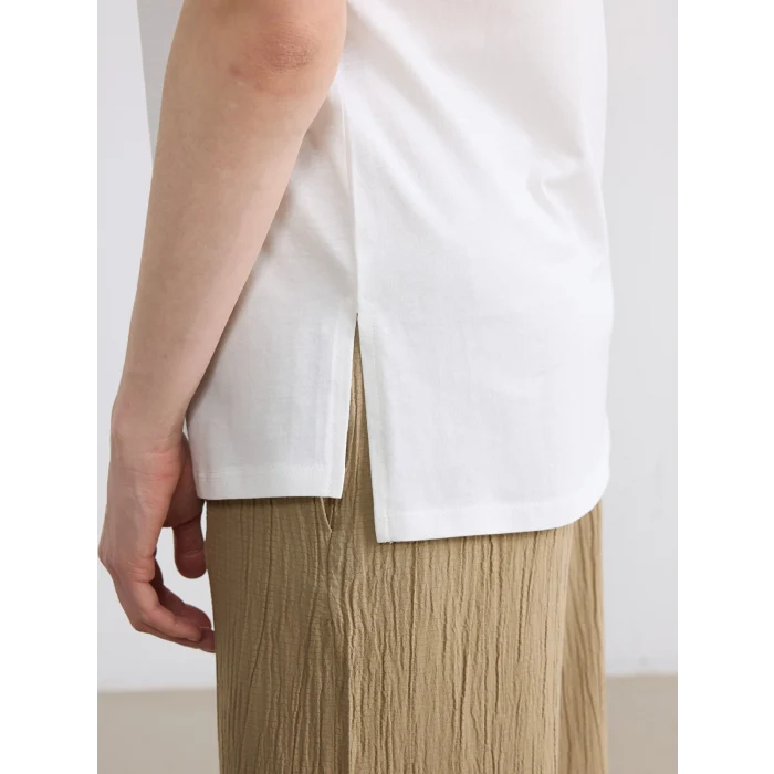 LCW EVERYDAY Beyaz Bisiklet Yaka Çiçek Baskılı Kadın Body