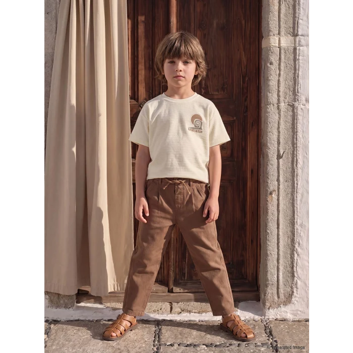 LCW Kids Kahverengi Loose Fit Erkek Çocuk Keten Karışımlı Pantolon