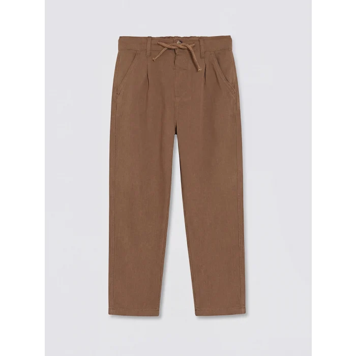 LCW Kids Kahverengi Loose Fit Erkek Çocuk Keten Karışımlı Pantolon