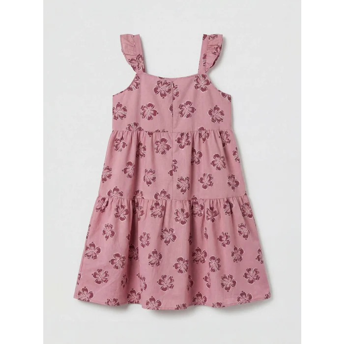 LCW Kids Pembe Kare Yaka Çiçekli Kız Çocuk Elbise