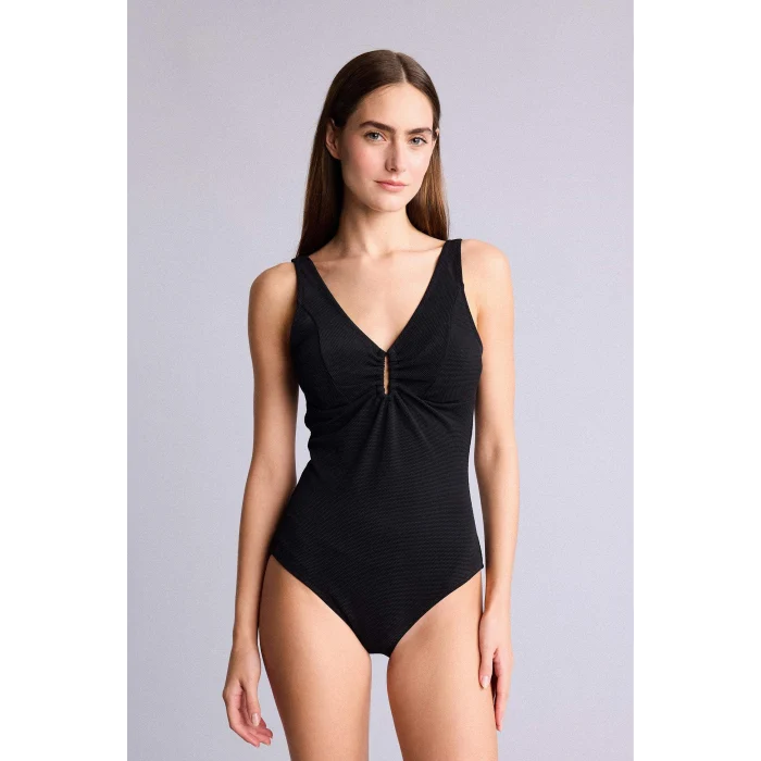 Defacto G7034AXBK81 Siyah Regular Fıt Petek Dokulu Mayo