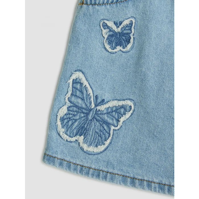 LCW Kids Mavi Nakışlı Kız Çocuk Jean Şort Etek