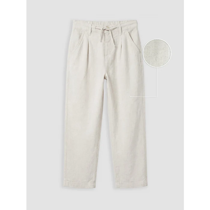 LCW Kids Bej Loose Fit Erkek Çocuk Keten Karışımlı Pantolon