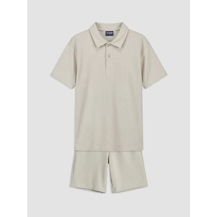 LCW Kids Bej Polo Yaka Erkek Çocuk Şortlu Takım