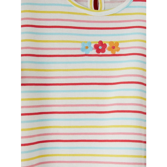 LCW Kids Kırmızı Bisiklet Yaka Nakışlı Kız Çocuk Tişört 2li