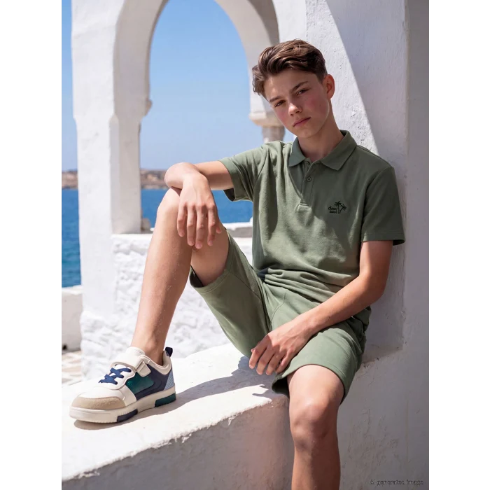 LCW Kids Haki Nakışlı Erkek Çocuk Şortlu Takım