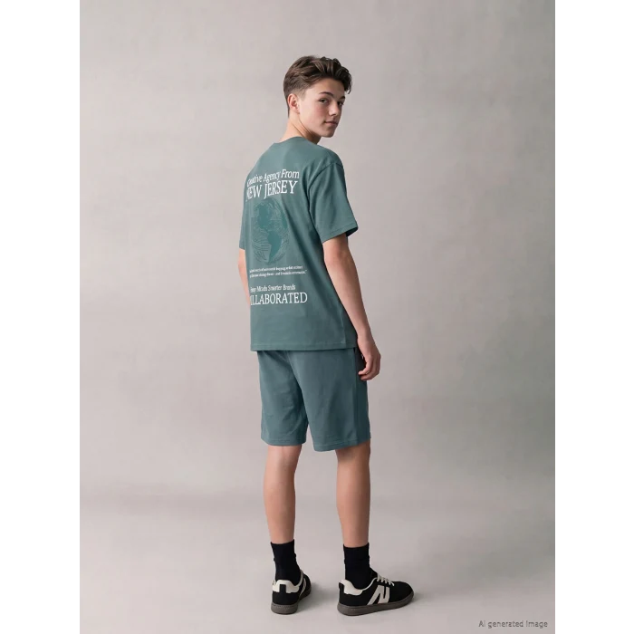 LCW Kids Petrol Baskılı Erkek Çocuk Tişört