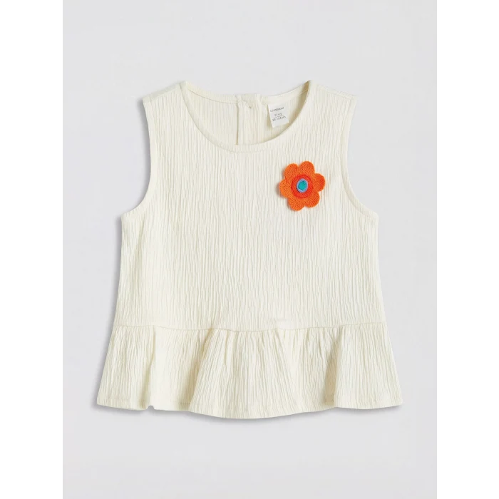 LCW Kids Ekru Çiçekli Kız Çocuk Takım