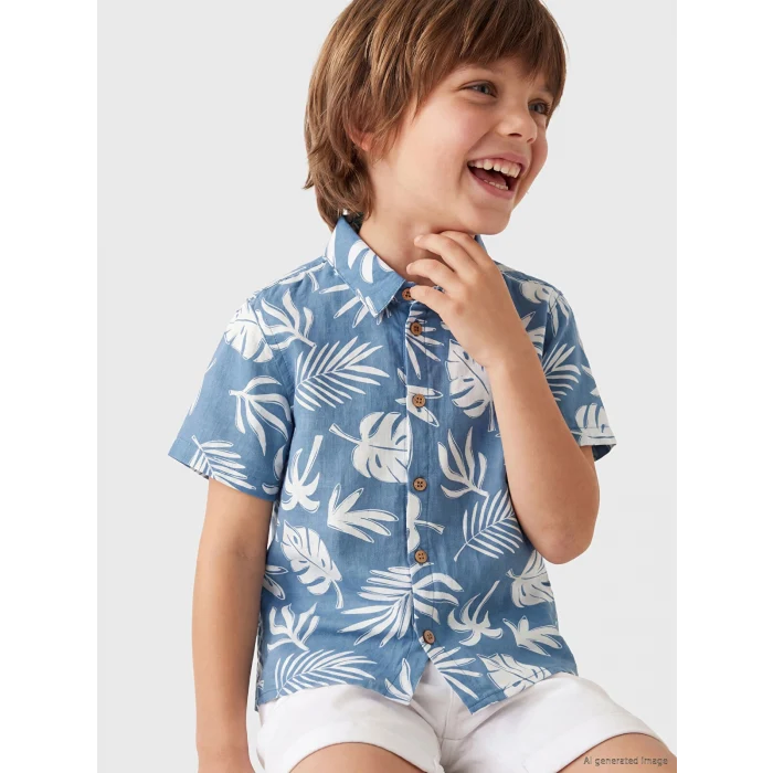 LCW Kids İndigo Erkek Bebek Gömlek ve Şort