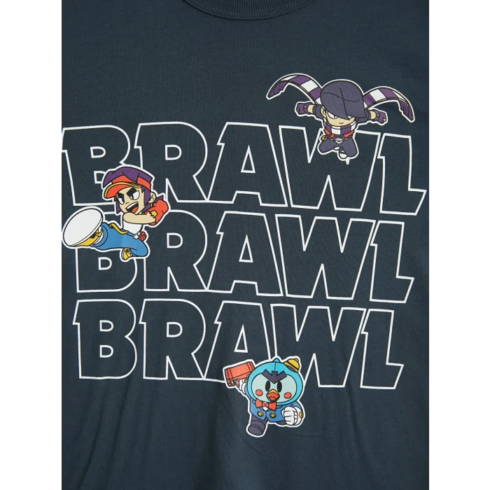 LCW Kids Lacivert Bisiklet Yaka Brawl Stars Baskılı Erkek Çocuk Tişört