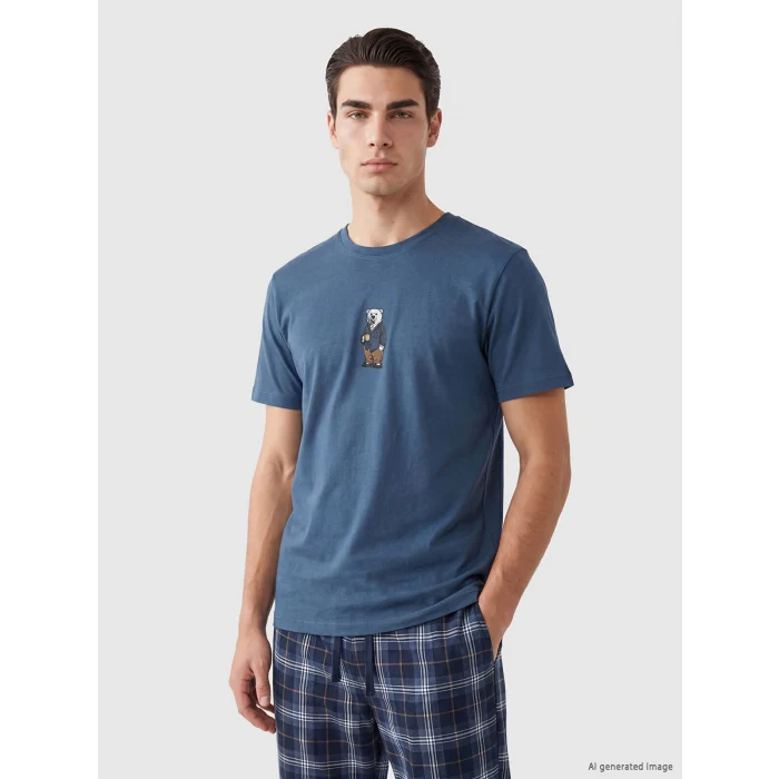 LC WAIKIKI Lacivert Regular Fit Ekose Desenli Erkek Pijama Takımı