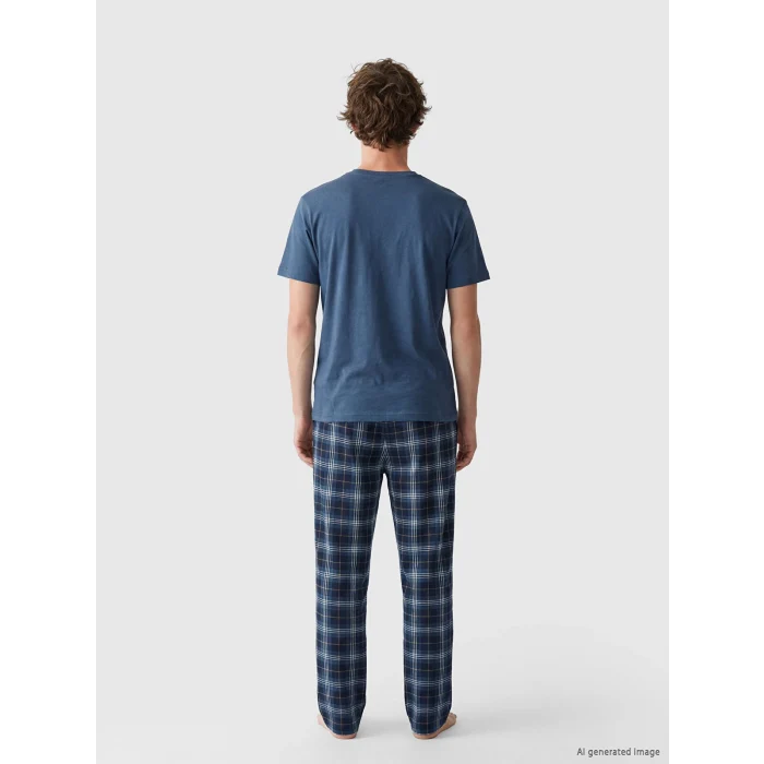 LC WAIKIKI Lacivert Regular Fit Ekose Desenli Erkek Pijama Takımı