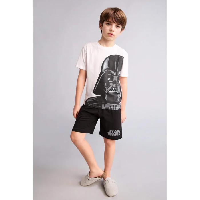 Defacto E0336A8WT34 Beyaz %100 Pamuk Marvel Lisanslı Comıcs Regular Fıt 2li Bej Pijama Takımı Erkek Çocuk