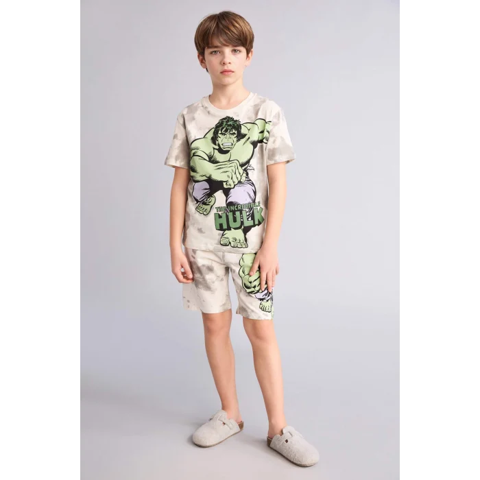 Defacto E0344A8ER188 Ekru Marvel Comıcs Regular Fıt 2li Pijama Takımı Erkek Çocuk