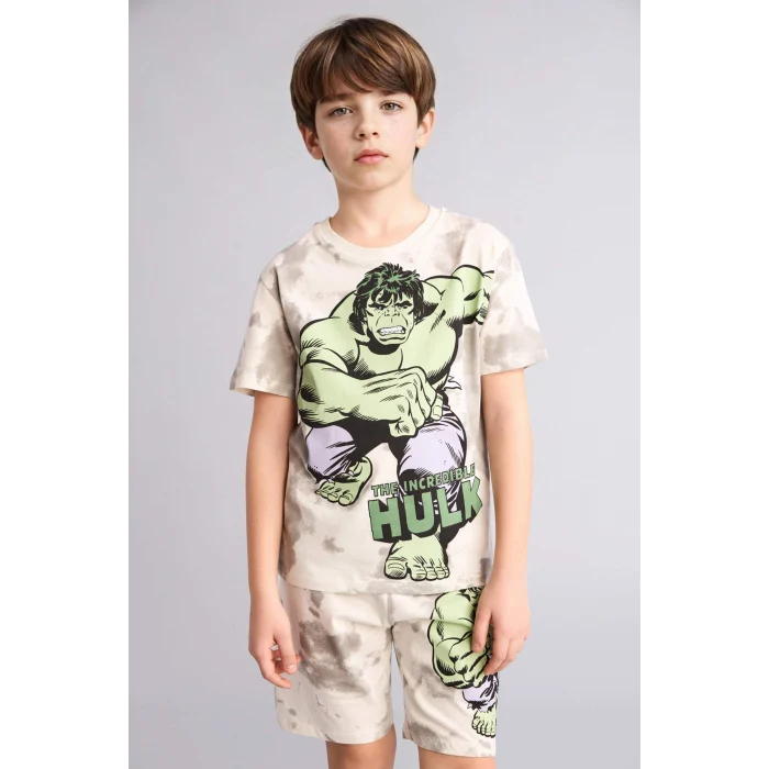 Defacto E0344A8ER188 Ekru Marvel Comıcs Regular Fıt 2li Pijama Takımı Erkek Çocuk