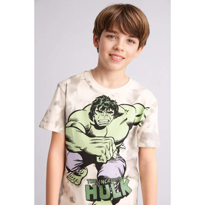 Defacto E0344A8ER188 Ekru Marvel Comıcs Regular Fıt 2li Pijama Takımı Erkek Çocuk