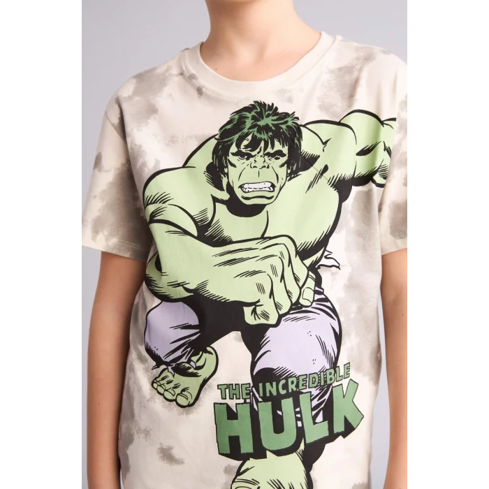 Defacto E0344A8ER188 Ekru Marvel Comıcs Regular Fıt 2li Pijama Takımı Erkek Çocuk