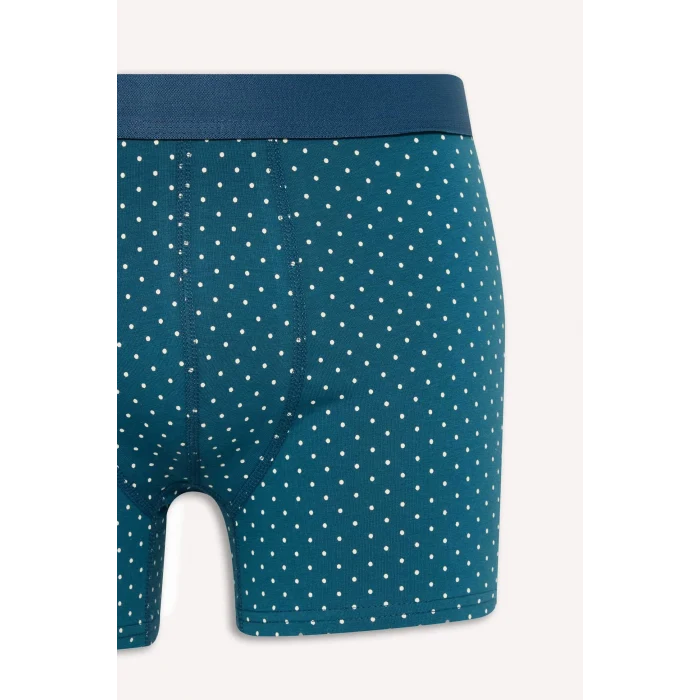 Defacto G9279AXBE785 Mavi Regular Fıt Şal Desenli 3lü Boxer