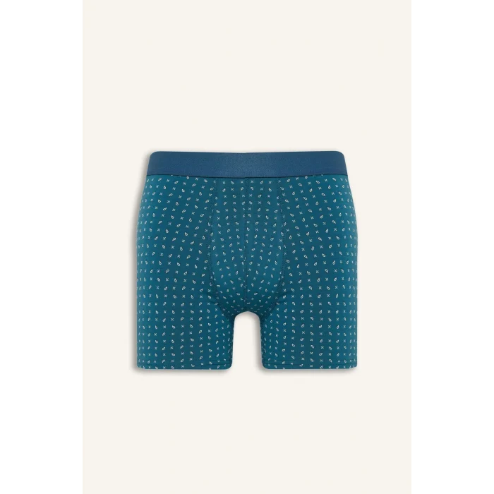 Defacto G9279AXBE785 Mavi Regular Fıt Şal Desenli 3lü Boxer