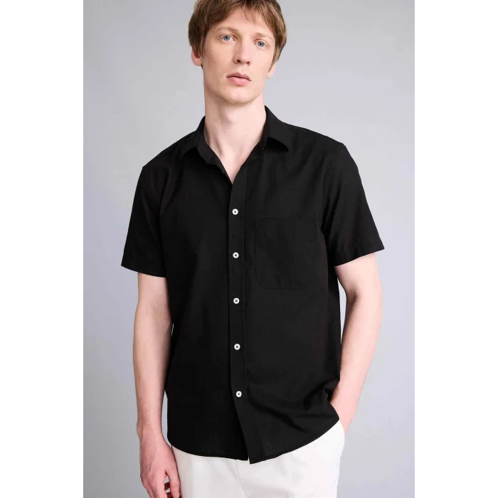 Defacto D7551AXBK81 Siyah REGULAR FIT %100 Pamuk Basic Gömlek