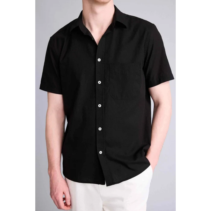 Defacto D7551AXBK81 Siyah REGULAR FIT %100 Pamuk Basic Gömlek