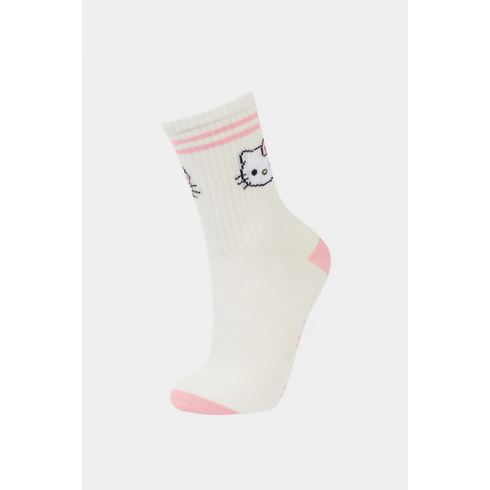 Defacto F6704A8KR1 Çok Renkli Hello Kitty 3lü Pamuklu Uzun Çorap Kız Çocuk