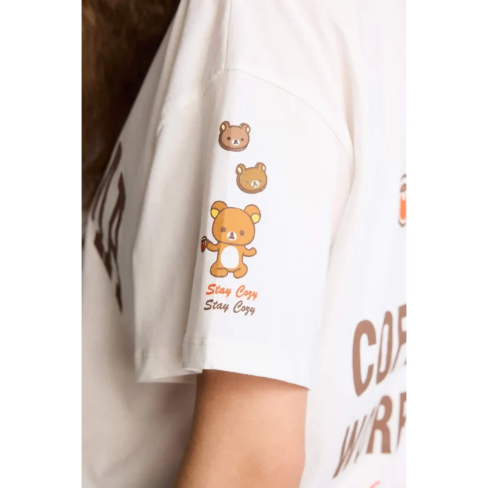 Defacto H0262AXWT32 Beyaz Rilakkuma Oversıze Sırt Baskılı Tişört