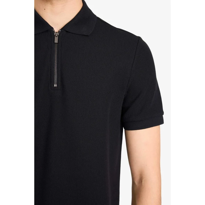 Defacto F9870AXBK81 Siyah REGULAR FIT Fermuar Yaka Polo Tişört
