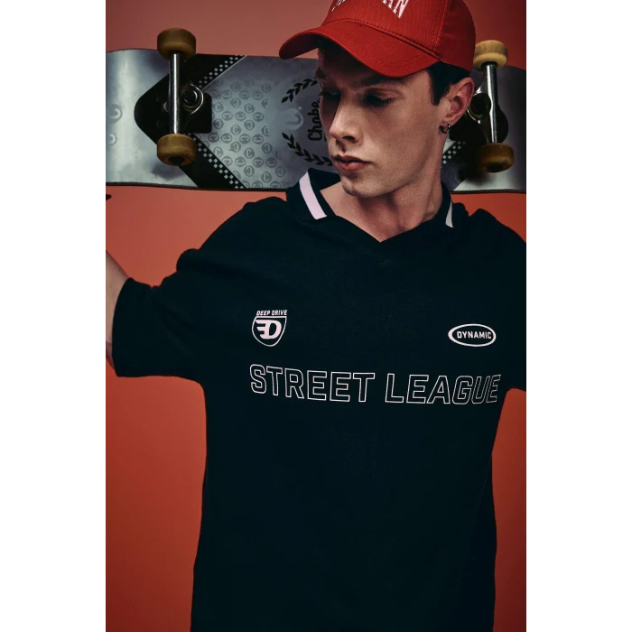 Defacto G4270AXBK81 Siyah Loose Fıt Kısa Kollu Polo Tişört