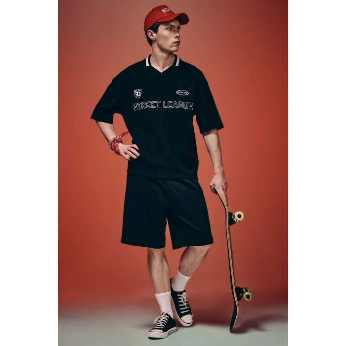 Defacto G4270AXBK81 Siyah Loose Fıt Kısa Kollu Polo Tişört