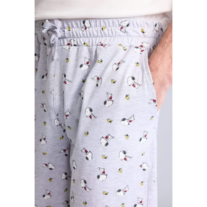 Defacto H8534AXER105 Ekru Snoopy New Regular Fıt Kısa Kollu 2li Takım