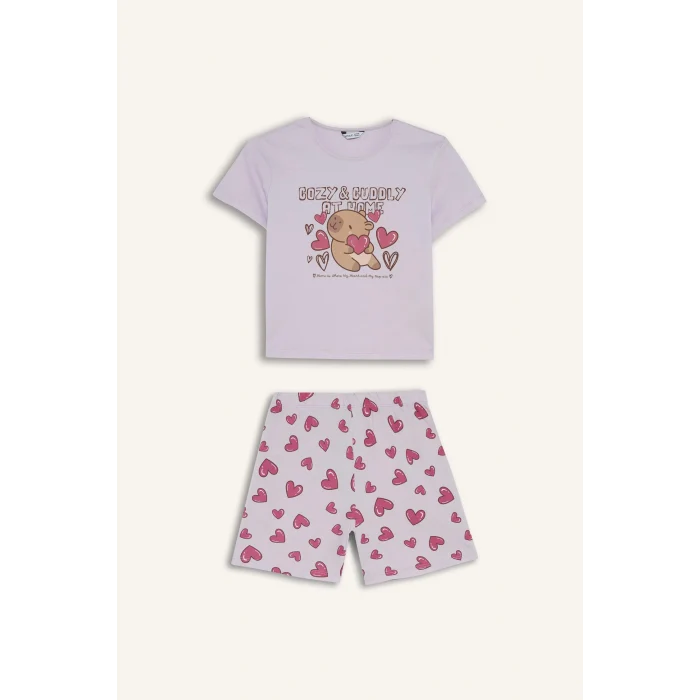 Defacto H8359A8PN256 Pembe Regular Fıt 2li Pijama Takımı Kız Çocuk