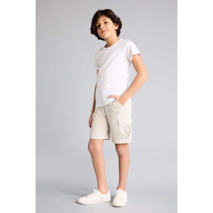 Defacto B5868A8GR296 Gri Regular Fıt Sweatshirt Kumaşı Şort Erkek Çocuk